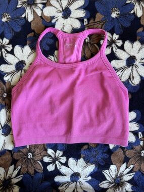 Jockey Pink Ribbed Racerback Crop Tank
